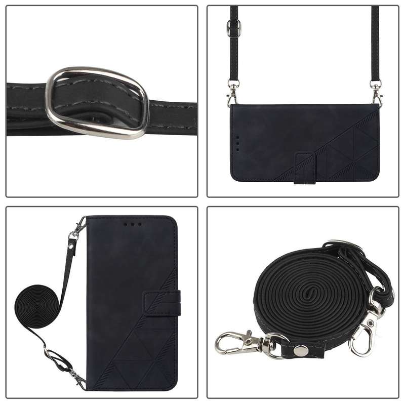 For Blackview A53 Crossbody 3D Embossed Flip Leather Phone Case(Black)