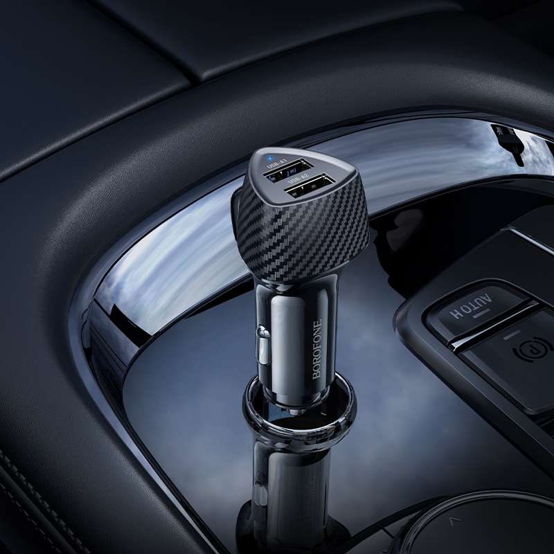 BOROFONE BZ31A Solid Dual-port USB Car Charger(Black)