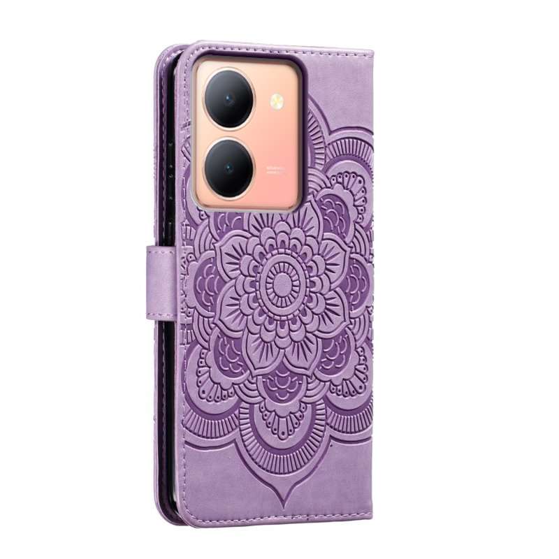 For vivo Y78 Sun Mandala Embossing Pattern Phone Leather Case(Purple)
