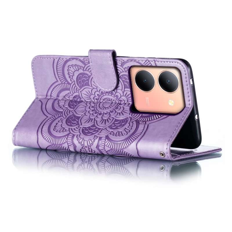 For vivo Y78 Sun Mandala Embossing Pattern Phone Leather Case(Purple)