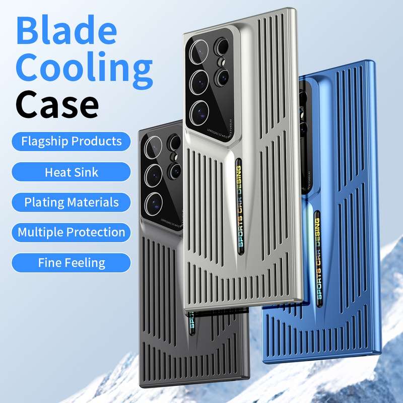For Samsung Galaxy S23+ 5G Blade Cooling PC Full Coverage Phone Case(Blue)