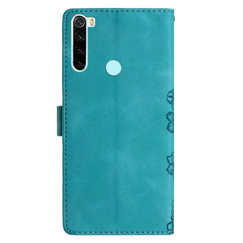 For Xiaomi Redmi Note 8T Cherry Blossom Butterfly Skin Feel Embossed PU Phone Case(Green)