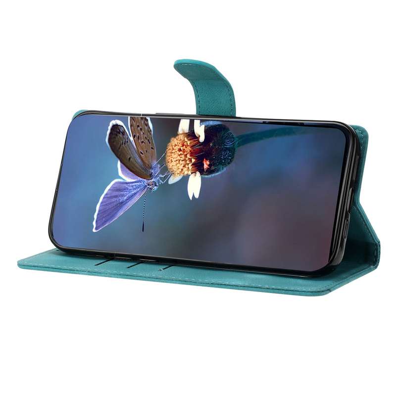 For Xiaomi Redmi Note 8T Cherry Blossom Butterfly Skin Feel Embossed PU Phone Case(Green)