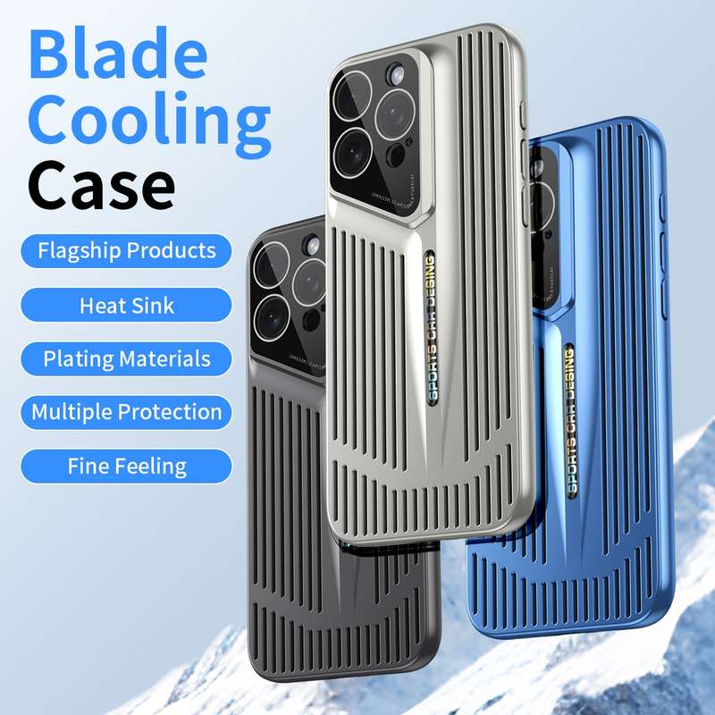 For iPhone 12 Pro Max Blade Cooling PC Full Coverage Phone Case(Titanium Silver)