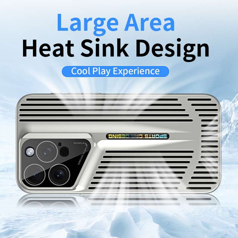 For iPhone 12 Pro Max Blade Cooling PC Full Coverage Phone Case(Titanium Silver)