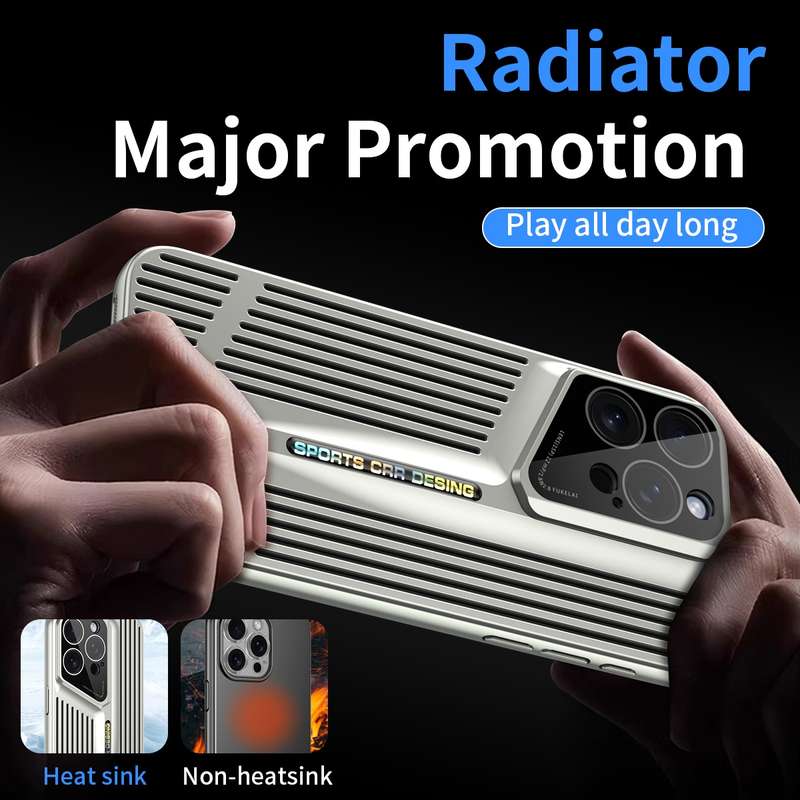 For iPhone 12 Pro Max Blade Cooling PC Full Coverage Phone Case(Titanium Silver)
