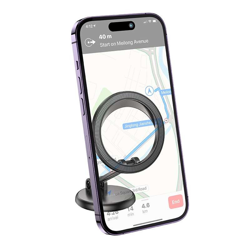 BOROFONE BH114 Star Metal Ring Magnetic Car Center Console Phone Holder(Metal Grey)
