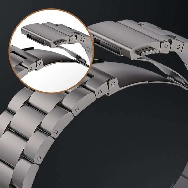 For Apple Watch Series 7 45mm 3-Bead Flat Buckle Titanium Alloy Watch Band(Silver)