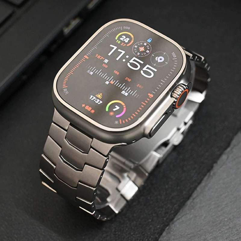 For Apple Watch Series 7 45mm 26mm Oracle Safety Buckle Titanium Alloy Watch Band(Titanium)