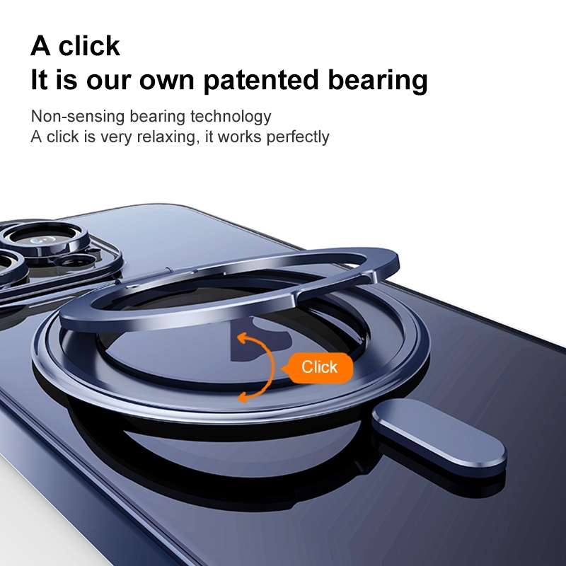For iPhone 14 Plus Plating PC 360 Ring Holder Magsafe Phone Case(Transparent)