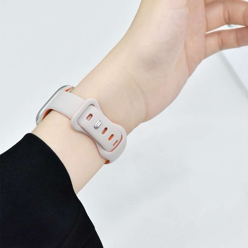 For Apple Watch SE 2022 40mm Two Color Slim Butterfly Buckle Silicone Watch Band(Pink Wine Red)