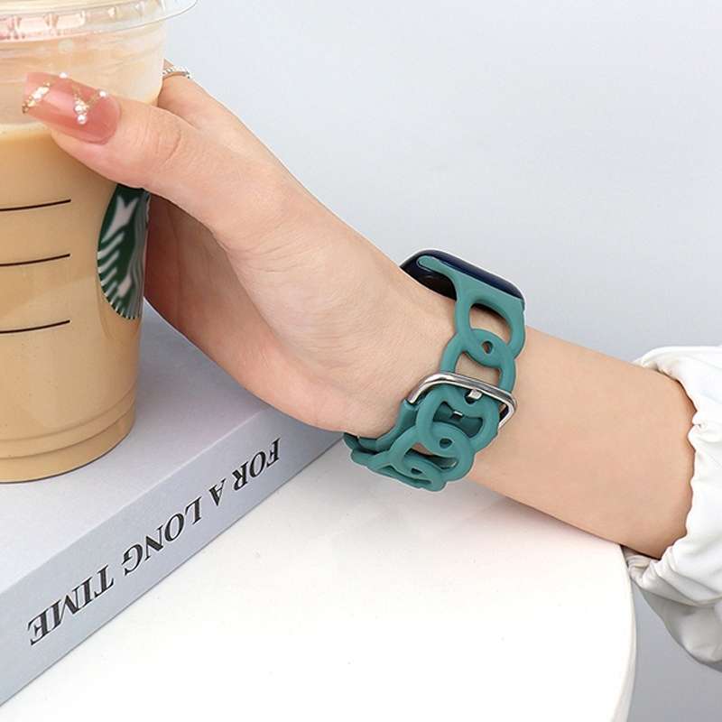 For Apple Watch SE 2023 40mm Donut Hollow Silicone Watch Band(Light Yellow)