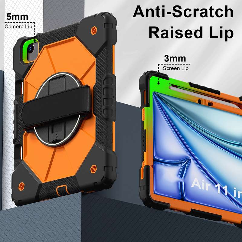 For iPad Air 11 2024 Contrast Color Robot Silicone Hybrid PC Tablet Case(Black Orange)