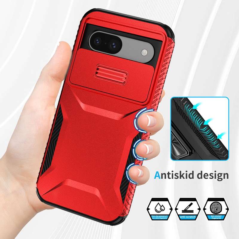For Google Pixel 8a Sliding Camshield Phone Case(Red)