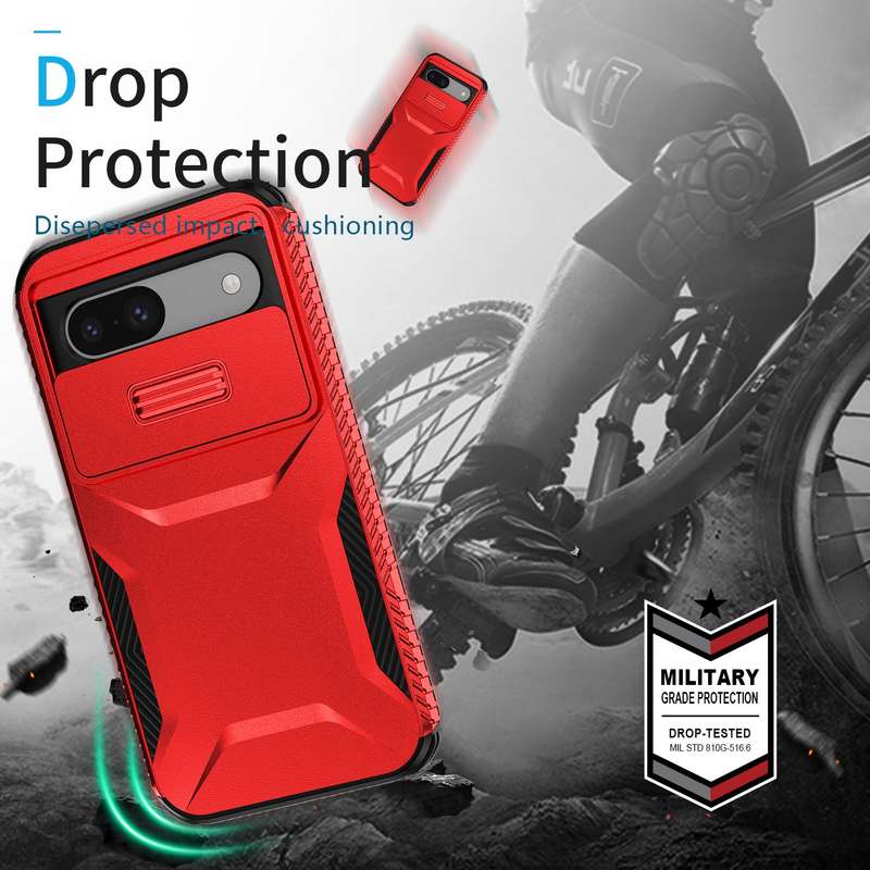 For Google Pixel 8a Sliding Camshield Phone Case(Red)