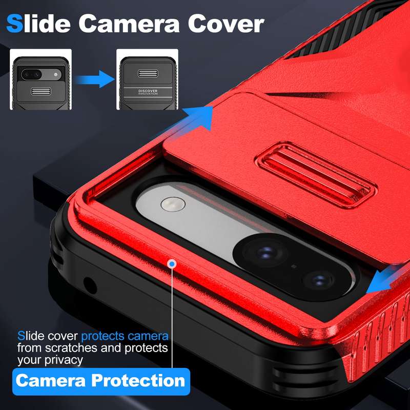 For Google Pixel 8a Sliding Camshield Phone Case(Red)
