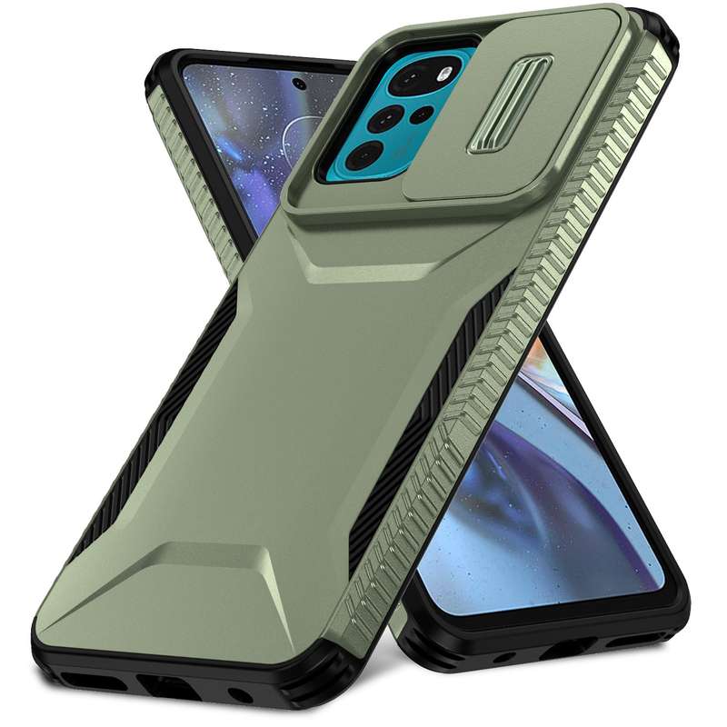 For Motorola Moto G22 2024 Sliding Camshield Phone Case(Alpine Green)
