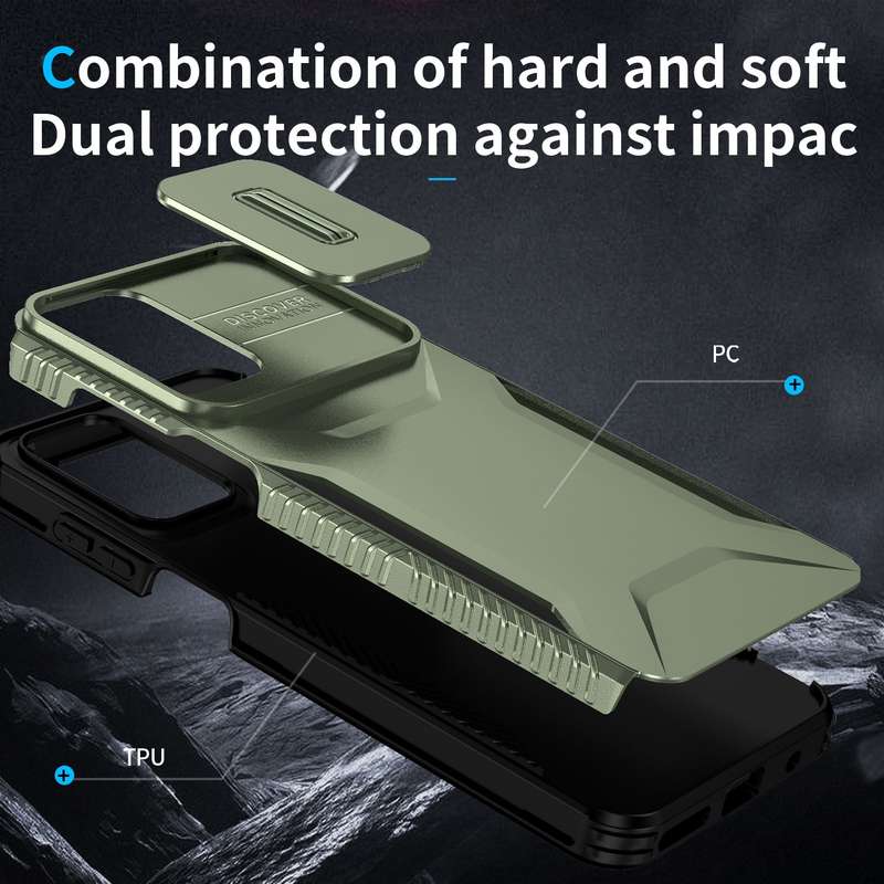 For Motorola Moto G22 2024 Sliding Camshield Phone Case(Alpine Green)