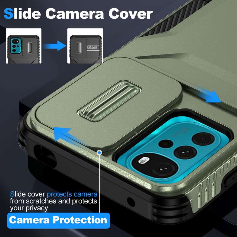 For Motorola Moto G22 2024 Sliding Camshield Phone Case(Alpine Green)