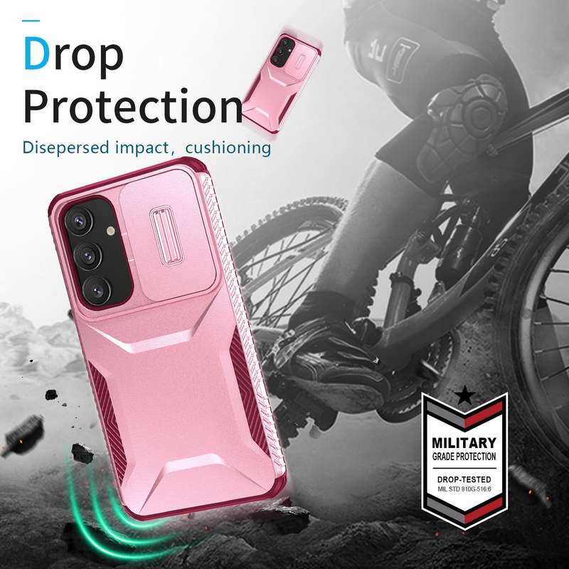 For Samsung Galaxy S24 5G Sliding Camshield Phone Case(Pink + Rose Red)