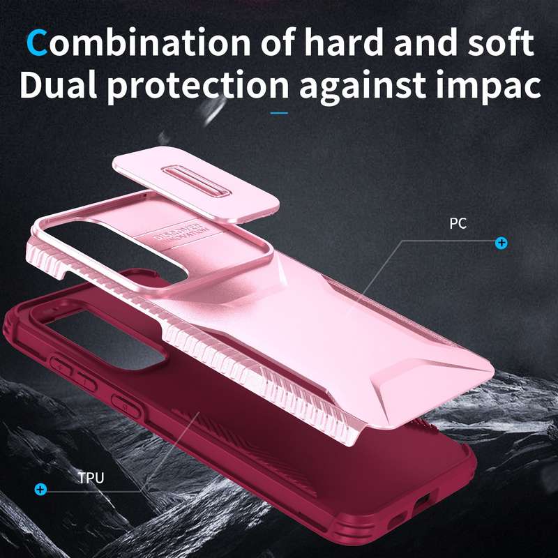 For Samsung Galaxy S24 5G Sliding Camshield Phone Case(Pink + Rose Red)