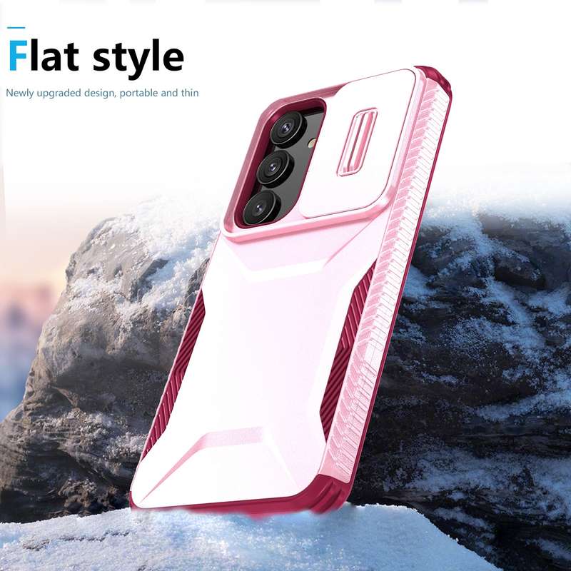 For Samsung Galaxy S24 5G Sliding Camshield Phone Case(Pink + Rose Red)