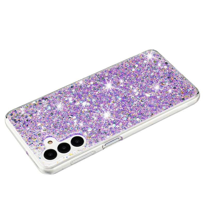 For Samsung Galaxy S24 5G Transparent Frame Glitter Powder TPU Phone Case(Purple)