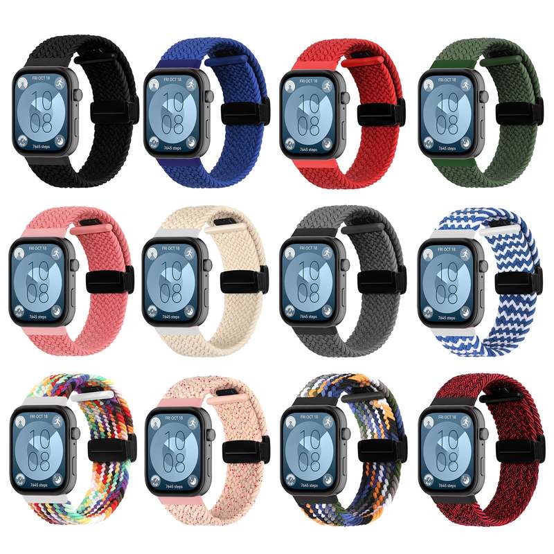 For Huawei Watch Fit3 Magnetic Folding Buckle Braided Watch Band(Black)
