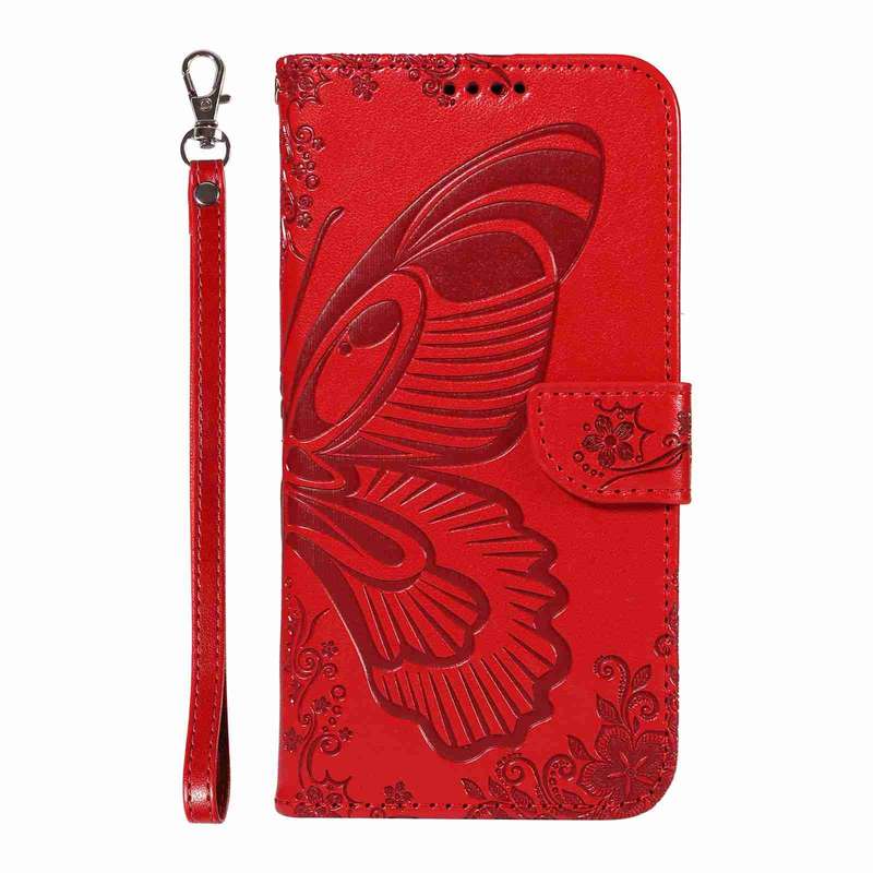 For Motorola Edge 50 Pro 5G Swallowtail Butterfly Embossed Leather Phone Case(Red)