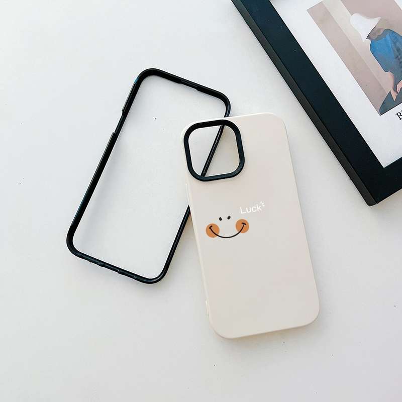 For iPhone 14 Smile Face PC Hybrid TPU Phone Case(Orange)