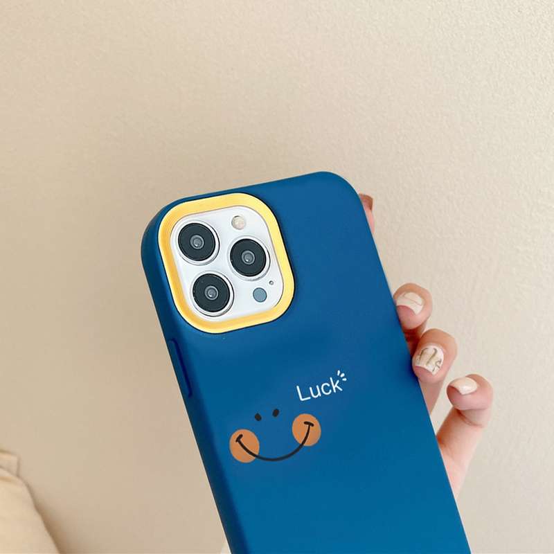 For iPhone 14 Smile Face PC Hybrid TPU Phone Case(Orange)
