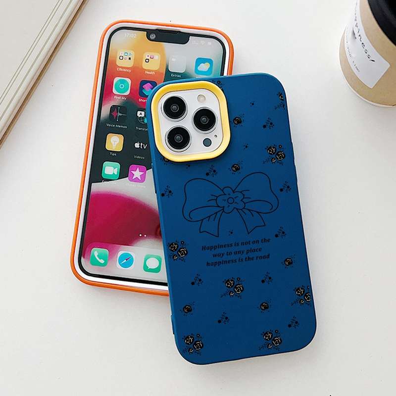 For iPhone 14 Pro Max Floral Bow PC Hybrid TPU Phone Case(Rose Red)