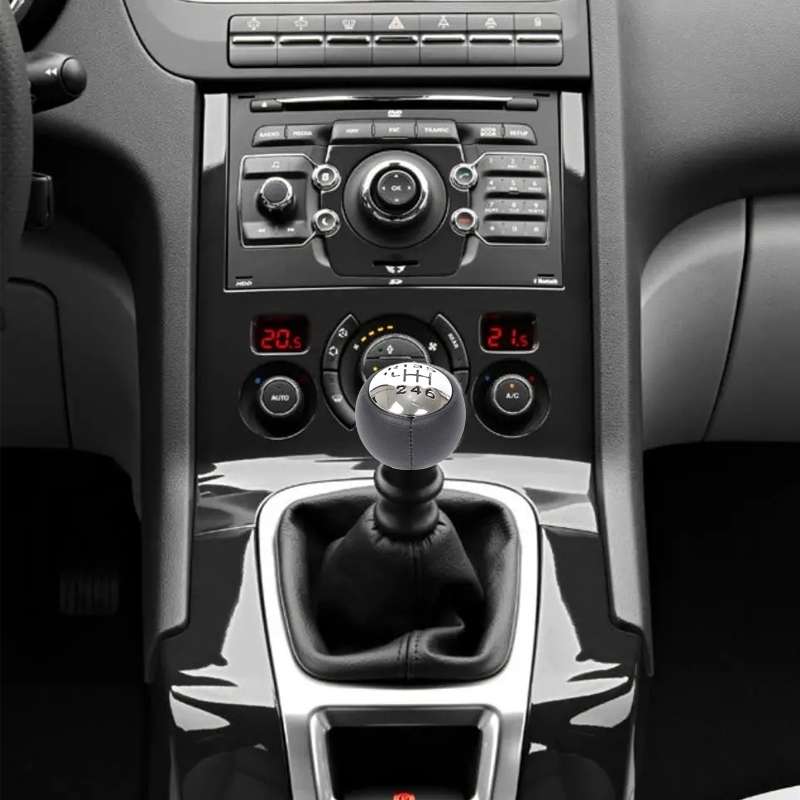 For Peugeot 307 / 308 Car Gear Lever Hand Ball Leather Gear Shift Knob, Style:6 Speed