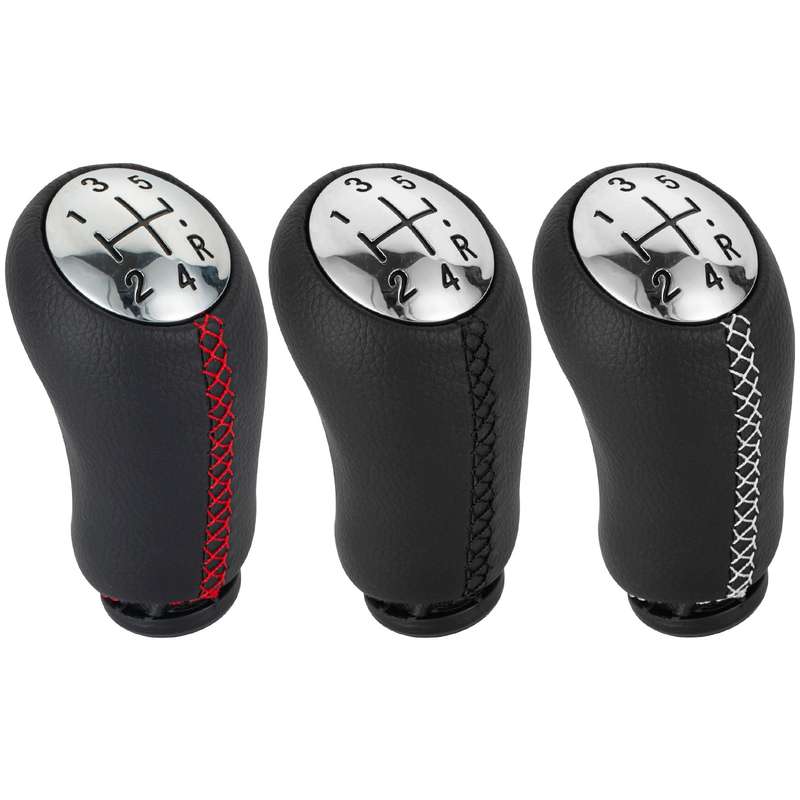 For Renault Clio III MK3 Car Gear Lever Knob Leather Gear Shift Knob(Red)