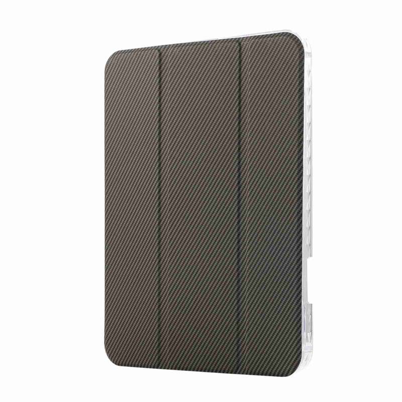 For iPad 10th Gen 10.9 2022 Carbon Fiber Clear Acrylic 3-Fold Leather Tablet Case(Grey)
