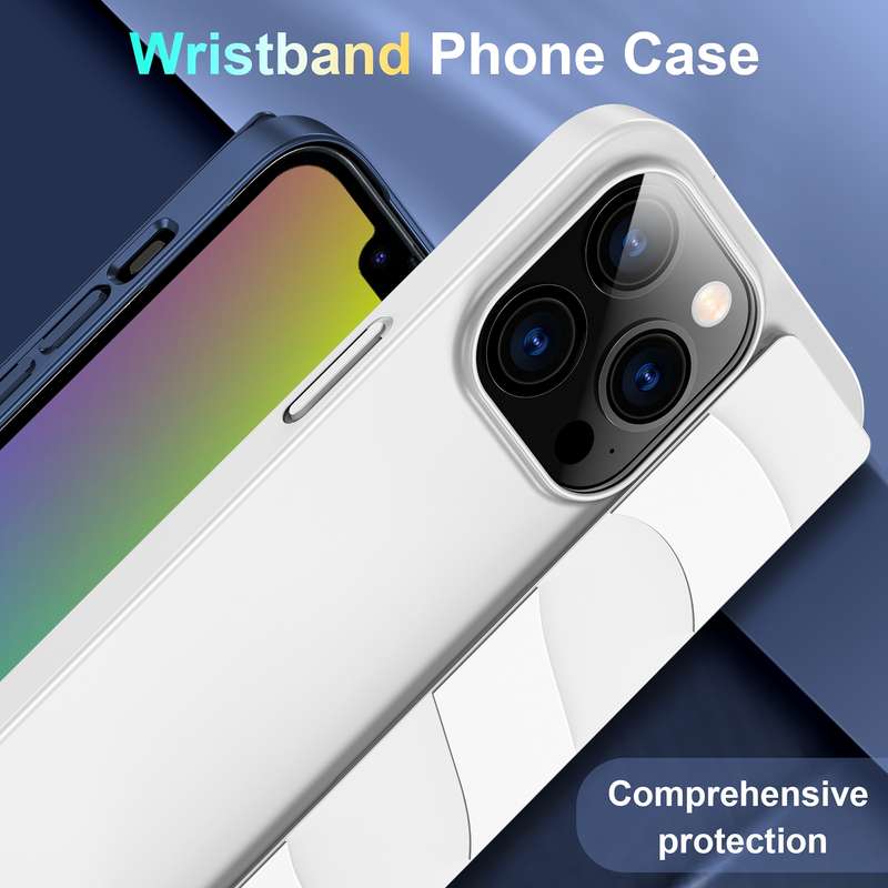 For iPhone 14 Silicone Wristband Holder Phone Case(Blue)