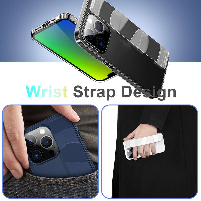 For iPhone 14 Silicone Wristband Holder Phone Case(Blue)