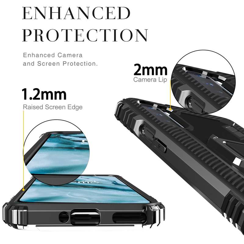 For OnePlus Nord Carbon Fiber Protective Case with 360 Degree Rotating Ring Holder(Blue)
