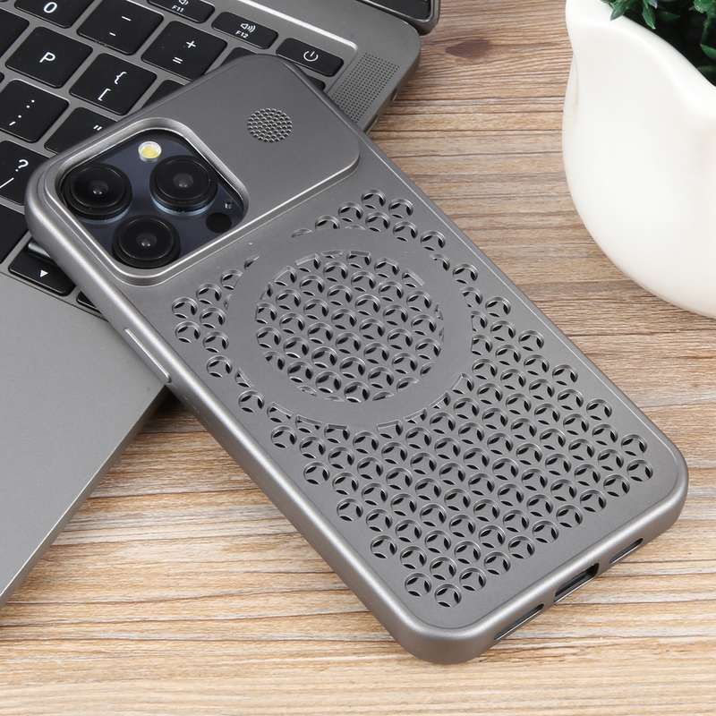 For iPhone 14 Pro Pure Color Honeycomb Aromatherapy MagSafe Phone Case(Grey)