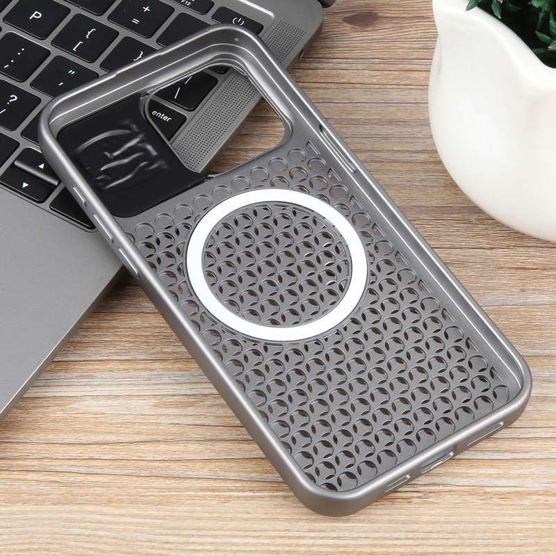 For iPhone 14 Pro Pure Color Honeycomb Aromatherapy MagSafe Phone Case(Grey)