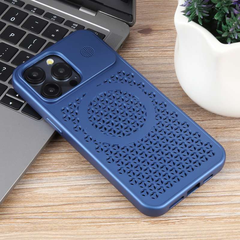 For iPhone 12 Pro Pure Color Honeycomb Aromatherapy MagSafe Phone Case(Blue)