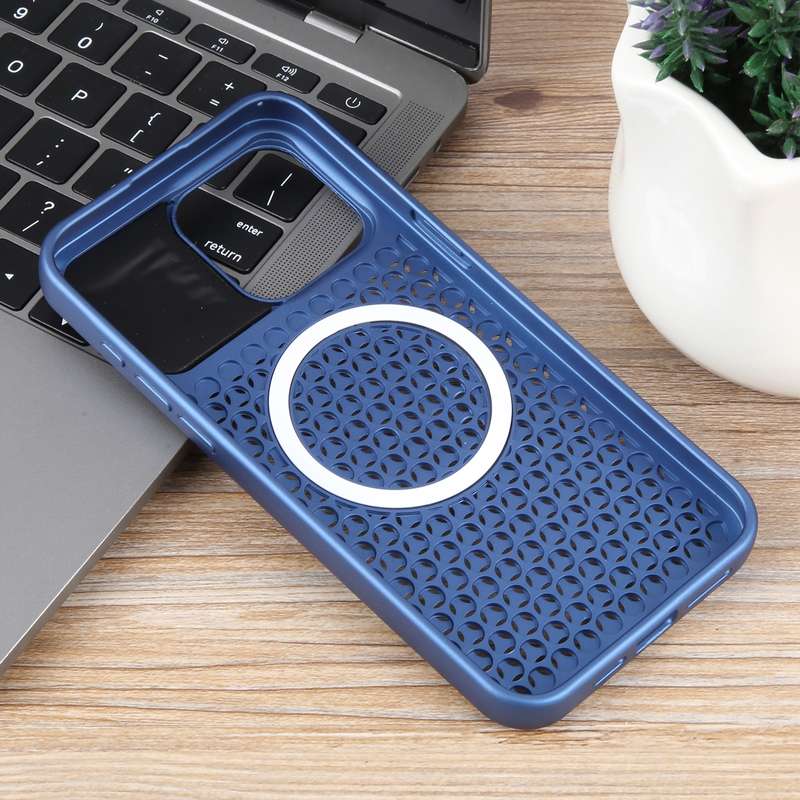 For iPhone 12 Pro Pure Color Honeycomb Aromatherapy MagSafe Phone Case(Blue)