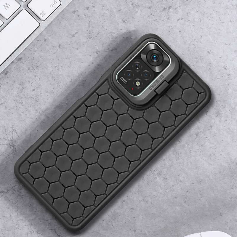 For Xiaomi Redmi Note 11 Pro Honeycomb Radiating Lens Holder TPU Phone Case(Black)
