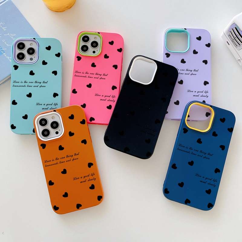 For iPhone 13 Pro Max Love Hearts PC Hybrid TPU Phone Case(Black)