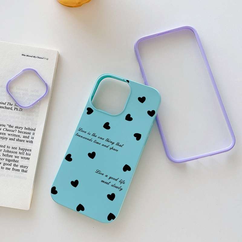 For iPhone 13 Pro Max Love Hearts PC Hybrid TPU Phone Case(Black)