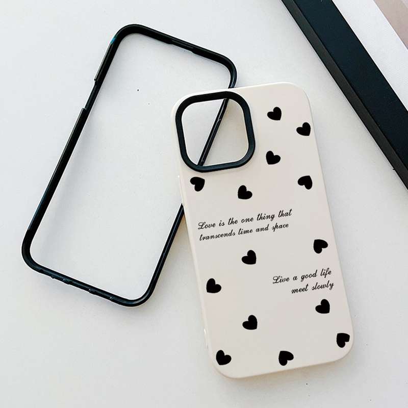 For iPhone 13 Pro Max Love Hearts PC Hybrid TPU Phone Case(Black)