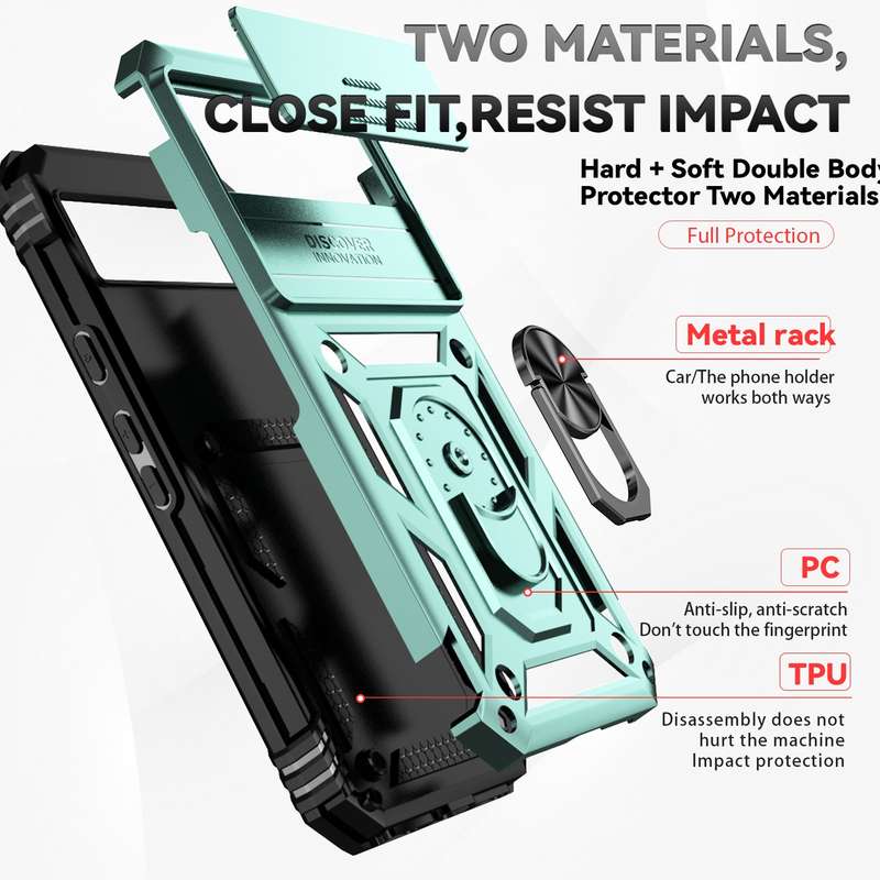 For Google Pixel 8a Sliding Camshield Holder Phone Case(Green)