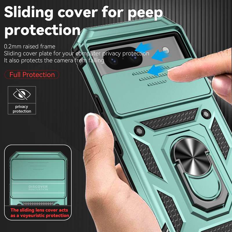 For Google Pixel 8a Sliding Camshield Holder Phone Case(Green)