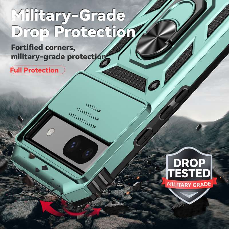 For Google Pixel 8a Sliding Camshield Holder Phone Case(Green)
