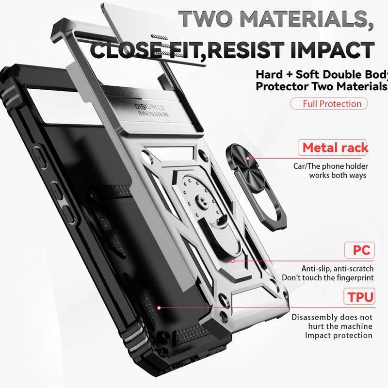 For Google Pixel 8a Sliding Camshield Holder Phone Case(Silver)